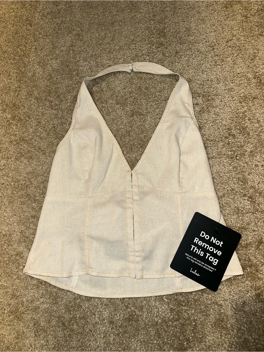 Astraia Light Heather Beige Hook-and-Eye Halter Top